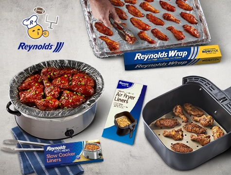 Chicken wings in a slow cooker, air fryer and baking sheet