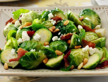 Roasted Brussels Sprouts with Blue Cheese &amp; Bacon