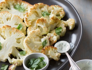 Roasted Cauliflower with Cilantro Cream