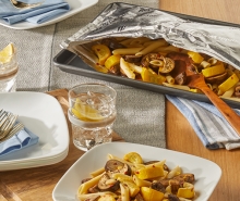 Lemony Pasta with Eggplant, Mushroom & Squash