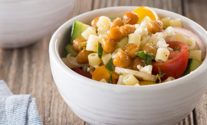 
Chickpea, Tomato, and Feta Pasta Salad

